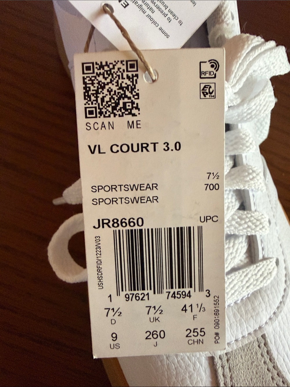 adidas White Sneakers with Gum Sole and Light Gray Suede - Picture 3 of 8